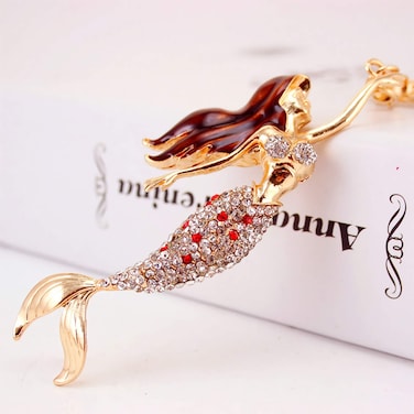 Pretty Mermaid Keychain Ariel Sparkling Dream Topia Sequin Mermaid Doll Charm Blingbling White Crystal Rhinestone Drip Oil Pendant for Girls Women White 3