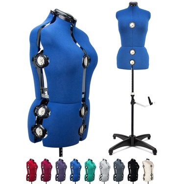 BHD BEAUTY Blue 13 Dials Female Fabric Adjustable Mannequin Dress Form for Sewing Mannequin Body Torso with TriPod Stand Up to 70 Shoulder Height Large