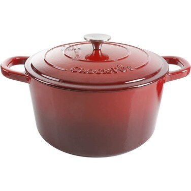 CrockPot Artisan Round Enameled Cast Iron Dutch Oven 7Quart Scarlet Red