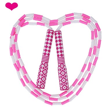 Kids Jump Rope Soft Beaded Plastic Skipping Ropes Adjustable Portable Fitness Exercise Gift for Girls Boys Women Men Beginners Family Indoor  Outdoor Workout Pink