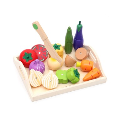 Fondear Childrens Magnetic Vegetable Cutting Play Set  Simulated Kitchen  Wooden Play Set of Fruits Knife  Case Natural  Nontoxic Best Gift for Kids Birthday