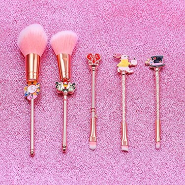 Cute Fairy Makeup Brush Set  5pcs Wand Makeup Brushes with Premium Synthetic Fiber and Cartoon Handle for Blush Foundation Eyebrow Eyeshadow and Lips Prefect Gift for Sister