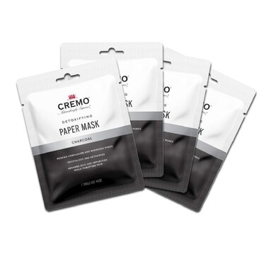 Cremo Charcoal Detoxifying Paper Face Mask Astonishingly Superior Face Mask Revitalizes Detoxifies While Purifying Skin 1 CountPack of 4
