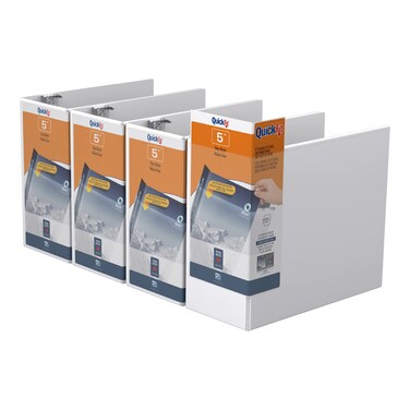QuickFit View Binder 3Ring Binder Angle D Ring 5 Inch White Pack of 48707004