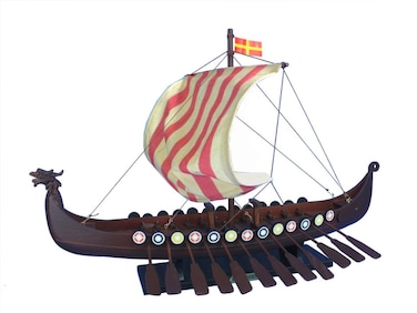 Hampton Nautical Wooden Viking Drakkar Model Boat 24