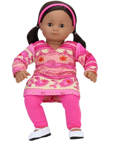 Sophias 15 Inch Pink Print Dress Pink Leggings and Headband 3 Piece Baby Doll Outfit  Doll Not Included