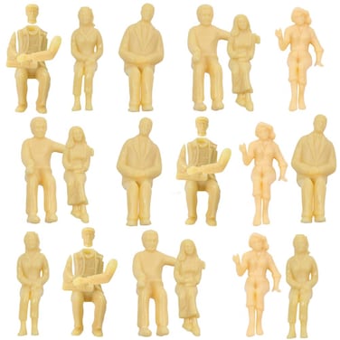 Evemodel P25SB All Seated 125 UnPainted White Figures G Scale People for Model Trains 18PCS