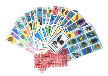 Loteria Mexicana Family Board Game Box with 20 Boards and Snakes and Ladders Game on the Back by Naipes Gacela