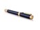 PARKER Duofold Centennial Fountain Pen Prestige Blue Chevron Fine Solid Gold Nib Black Ink and Convertor 1931369