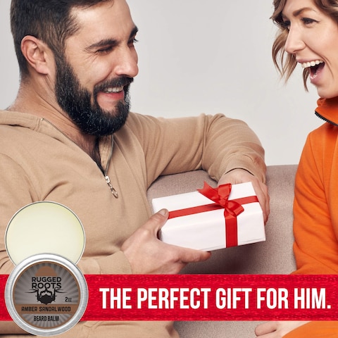 Rugged Roots Beard Balm for Men Hair Nourishing Beard Balm with Amber Sandalwood Scent for Healthy Shiny Beards  Encourage Beard Growth and Strengthen Hair  Small Stocking Stuffers for Men