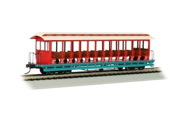 Bachmann Trains  Jackson Sharp OpenSided Excursion Car  Amusement Park Cream Red and Aqua HO ScalePrototypical Colors19345