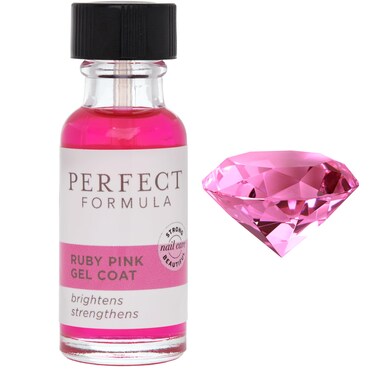 Perfect Formula Ruby Pink Gel Coat  Nail Strengthener Keratin Nail Treatment Gemstone Pink Gel Nail Polish  Nail Strengthener for Damaged Nails  Made In The USA 60 fl oz