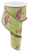 25 Flamingo Ribbon Lime Green  Pink 10 Yards Wired Lime Green and Pink Flamingo Ribbon