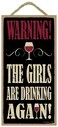 SJT ENTERPRISES INC Warning  The Girls are Drinking Again 5 x 10 Primitive Wood Plaque Sign SJT94801