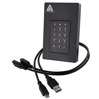 Apricorn 2TB Aegis Fortress L3 FIPS Level 3 Validated USB 30 Hardware Encrypted Portable Drive AFL32TB  black