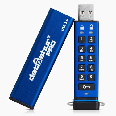 iStorage datAshur PRO 4 GB  Encrypted USB Memory Stick  FIPS 1402 Level 3 Certified  Password Protected  DustWater Resistant