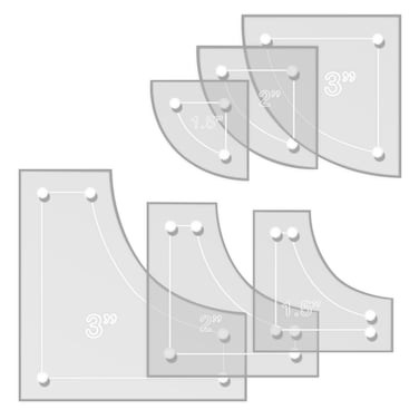 Drunkards Path Quilting Acrylic Template Set 3 2 15 with 14 Seam Allowance  6 Piece Set