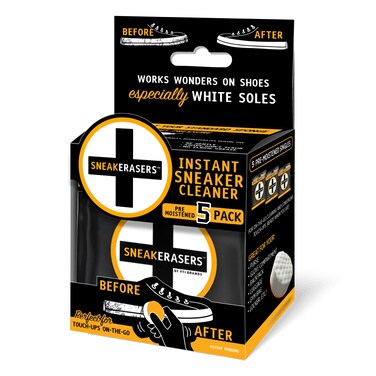 SneakERASERS Instant Sneaker Cleaner Sponge Effective Shoe Cleaning for White Sneakers Tennis Shoes  PreMoistened Portable Shoe Cleaner Perfect for Smooth Soles and Midsoles 5 Pack