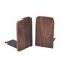 Vintage Wooden Bookends with Metal Base 2 Pcs Heavy Duty Black Walnut Book Stand with AntiSkid Dots for Office Desktop or Shelves