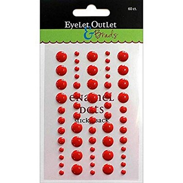 Eyelet Outlet AdhesiveBack Enamel Dot 60 Pack Red