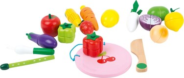 small foot wooden toysPremium 32 Piece Cuttable Magnetic Fruit and Vegetables Playset Pretend Food for Play KitchensEncourages Imaginative Play