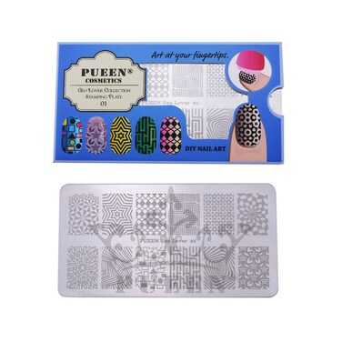 PUEEN Nail Art Stamping Plate  Geo Lover 01125x65mm Unique Nailart Polish Stamping Manicure Image Plates Accessories KitBH000556