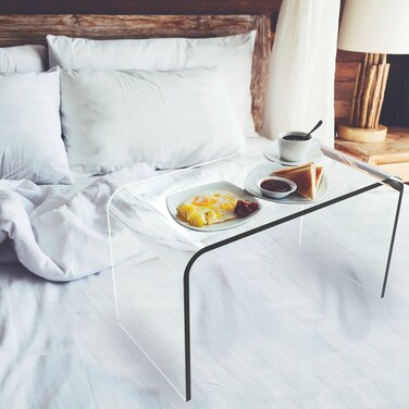 Lavish Home Acrylic Side Table  C Shaped End Table  Multipurpose Modern Furniture for Living Rooms and Offices Clear