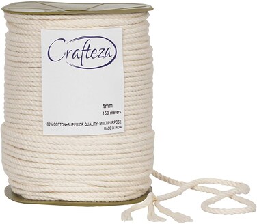 Crafteza 4mm X 492 ft Macrame Cord  3 Strand Macrame Rope Made in India  100 Natural Virgin Cotton Rope Twisted 3 ply Cord Perfect for DIY Macrame Crafts  Soft Macrame Yarn for Macrame Supplies