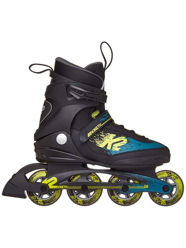 K2 Skate Mens Kinetic 80 Inline Skate Black Green Yellow 5