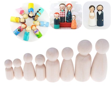 Haodeba 8pcs Unfinished Wood Doll Bodies Assorted Wooden People Shapes for Arts and Crafts