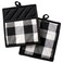 DII Buffalo Check Kitchen Collection Classic Farmhouse Kitchen Set Potholder Black  White 2 Piece