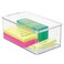 mDesign Plastic Stackable Home Office Storage Organizer Box with Hinge Lid  Holder Container Bin for Note Pads Gel Pens Staples Dry Erase Markers Tape Supplies  Lumiere Collection  Clear
