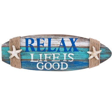 Beachcombers Relax Surfboard Shape 142inch Length Plaque Blue