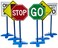 edxeducation Traffic Sign Set  Set of 6  Stoplight Speed Limit Pedestrian GO One Way and Stop  Easy 3Step Assembly  Create Obstacle Courses for Bikes Toy Trucks and Scooters