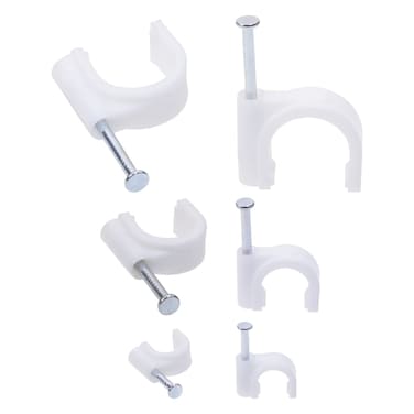 Mini Skater 7mm10mm16mm Nylon Steel Nail in Circle Round Ethernet Cable Clip kit 300PcsWhite