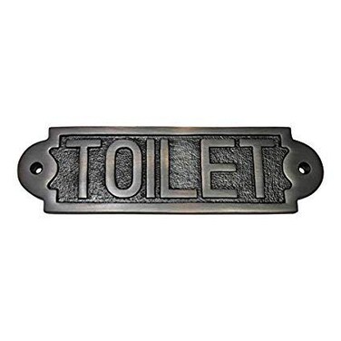 Adonai Hardware Large TOILET Brass Door Sign  Oil Rubbed Bronze
