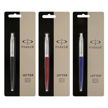 Parker Jotter 3 Colours  1 Black  1 Blue  1 Red Ballpoint Pen 10mm Medium Point Black Ink Jotter Box Medium Point Black