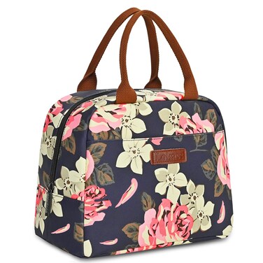 LOKASS Lunch Bag Women Insulated Lunch Box Waterresistant Lunch Tote Thermal Lunch Cooler Soft Liner Lunch Bags for Lady Adults WorkPicnicBeachFishing Peony