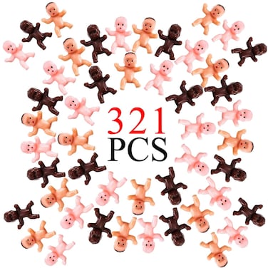 FECEDY 321pcs Mini Plastic Babies Crafting Baby Dolls for Baby Shower Party Decorations Baby Birthday Party Favors Baby Bathing 1 BrownLatinPink