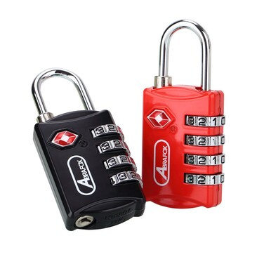 ABRA FOX TSA Approved Lock2Pack Luggage Locks4 Digit Combination Travel PadlocksPassword Locks Blackred 2 Pack