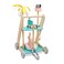 LondonKate Kids Wooden Play Pretend Cleaning Kit  Cleaning cart with Pretend Vacuum Broom and Mop Pink
