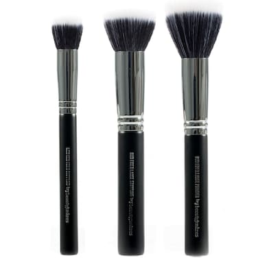 Duo Fiber Makeup Brush Set  Beauty Junkees 3pc Professional Make Up Brushes for Blending Stippling Setting Foundation Concealer Works with Liquid Powder Cosmetics Synthetic Vegan Cruelty Free