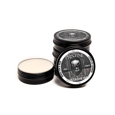BEARD GAINS Pristine Scent Strong Hold Mustache Wax 1oz  Hold Mold and Tame Moustache WOrganic and Natural Stache Wax White