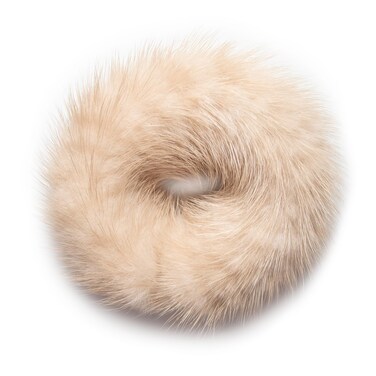 surell Mink Pom Ponytail Holder  Gentle Damage Free Hair Tie  Hair Beauty Accessories  Mink Fur Womans Girls Hair Care Gift Beige