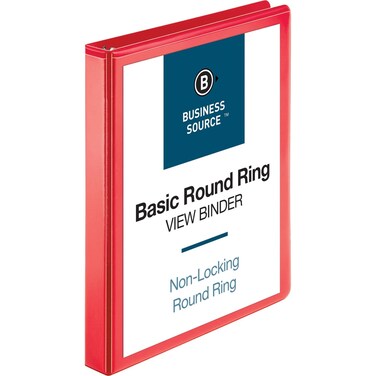 Business Source 09966 View Binder Round Ring 1Inch  Red