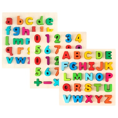Toy To Enjoy Alphabet Puzzles  Wooden Upper Case Lower Case Letters and Number Learning Board Toy  Ideal for Early Educational Learning for Kindergarten Toddlers  Preschools