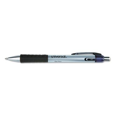 Universal 39724 07 mm Medium Comfort Grip Retractable Gel Pen  Black Ink GrayBlackSilver Barrel 36Pack