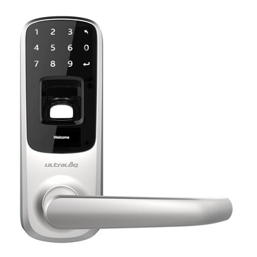 Ultraloq UL3 Fingerprint and Touchscreen Keyless Smart Lever Door Lock Satin Nickel  3in1 Keyless Entry  Secure Finger ID  Antipeep Code  Premium Construction Material  Match Home Aesthetics