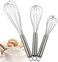 CHICHIC 3Pcs 8 Inch 10 Inch 12 Inch Stainless Steel Whisk Kitchen Whisk Set Kitchen Whip Kitchen Utensils Wire Whisk Balloon Whisk Set for Blending Whisking Beating and Stirring