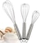 CHICHIC 3Pcs 8 Inch 10 Inch 12 Inch Stainless Steel Whisk Kitchen Whisk Set Kitchen Whip Kitchen Utensils Wire Whisk Balloon Whisk Set for Blending Whisking Beating and Stirring